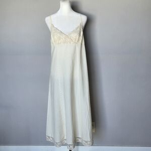 Retro Y2K Babydoll Cotton Blend Lace Trim Midi Slip Dress